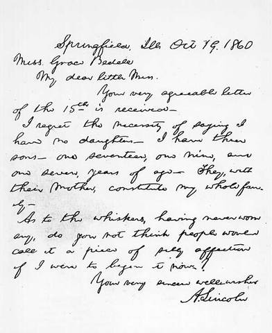 Grace Bedell's Letter to Lincoln