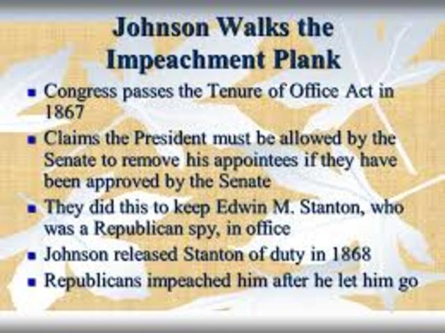 Congress passes the Tenure of Office Act