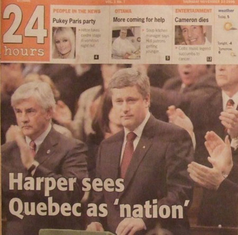 Quebecois considered a "nation" within Canada (TURNING POINT #3)