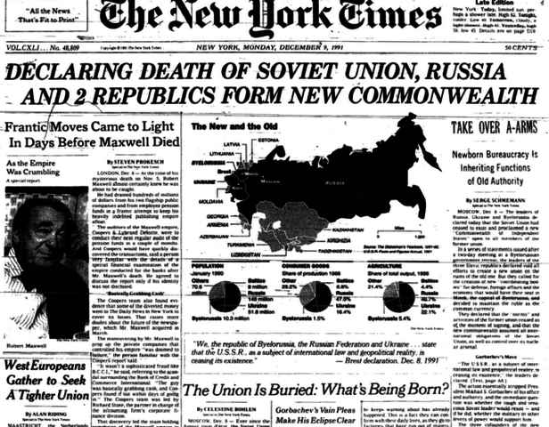 End of Cold War and Fall of the Soviet union