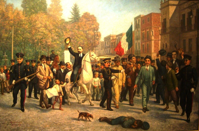 Madero hace su entrada triunfal en la ciudad de México.