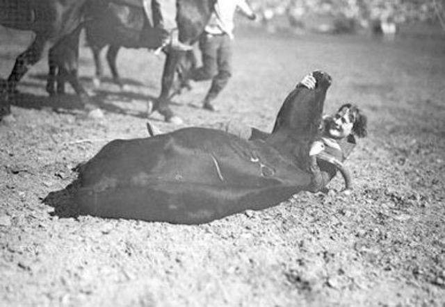 First Woman Bulldogger