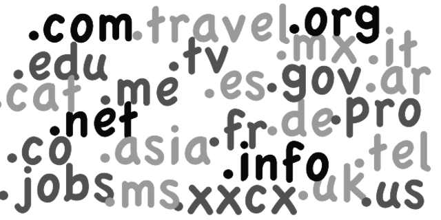 Creación de los  dominios  gov, mil, edu, com, org y  net así como los  sufijos geográficos.