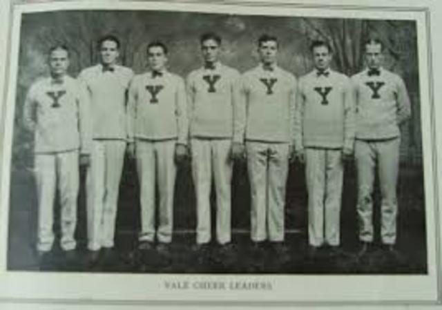 Universities began creating cheer "squads" to lead the crowds during basketball and football games