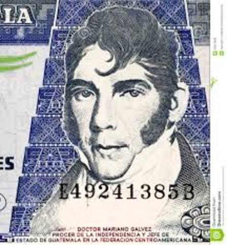 Mariano Gálvez jefe del Estado guatemalteco