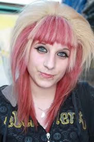 People with dyed hair and pierced lips