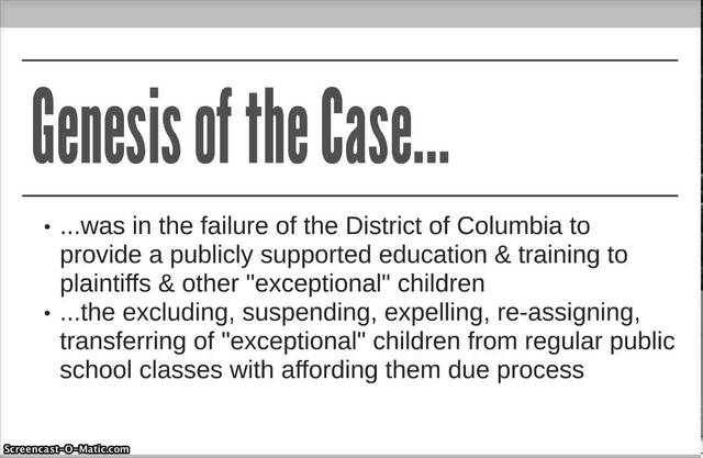 Pennsylvania Assn. for Retarded CHildren v. Commonwealth & Mills v. Board of Education of District of Columbia Decisions.