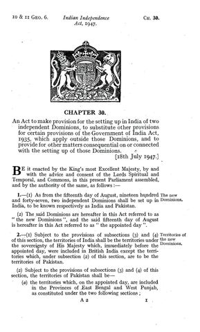 Indian Independence Act 1947