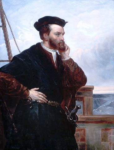 Jacques Cartier of France explores Saint Lawrence River