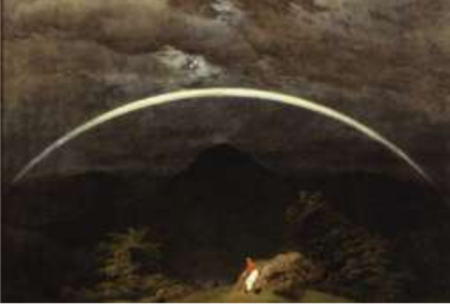 Arco iris en un paisaje de montañas