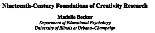 Becker comparison of 19th to 20th century definitions of creativity