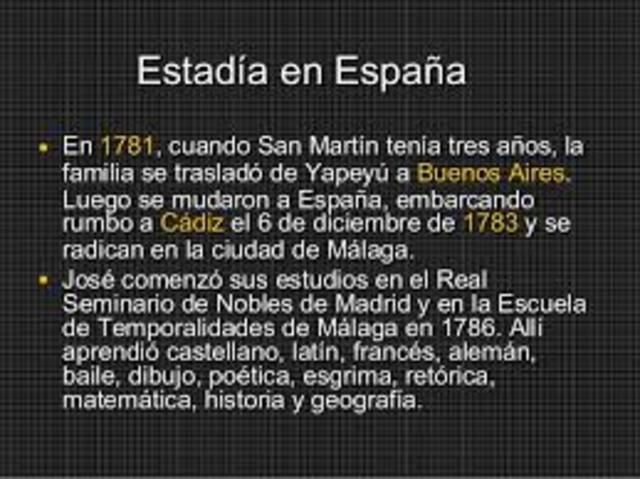 Traslado a España con su familia.