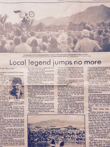 "Local Legend Jumps No More" Article Longmont Daily Call