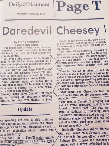 "Daredevil Cheesey To Jump Again" DC by Linda Cornett 4/10/78