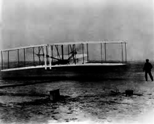 Wright brothers make first flight at Kitty Hawk