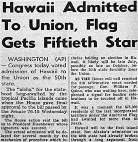 Hawaii becomes the 50th State