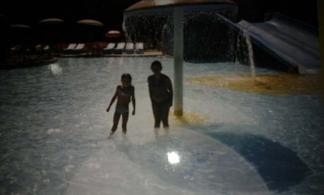 My sister and I stood in the pool