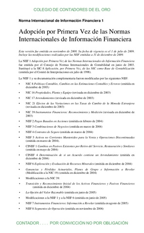 ADOPTACION DE LAS NIIF POR PRIMERA VEZ