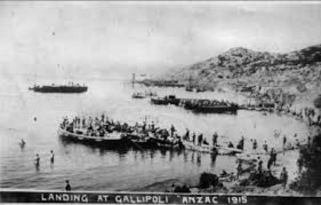 Allied (Australians and New Zealanders)Troops landed at ANZAC cove ,Gallipoli in WW1
