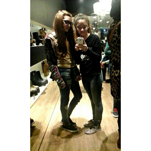 My friend and I were bought shoes in the shopping