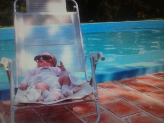 When I are baby took sun on the chair in my first holidays