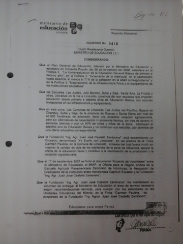 Acuerdo 418 firmado el 17 de septiembre del 2007