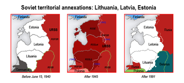Soviets occupy Lithuania, Latvia and Estonia.
