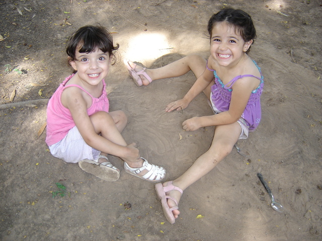 My cousin Lourdes and i played with the sand.