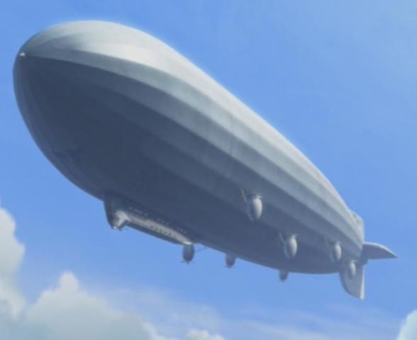 Carl takes Muntz’s dirigible back to the city