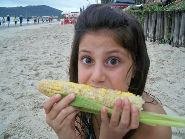 I ate a lot in the beach.