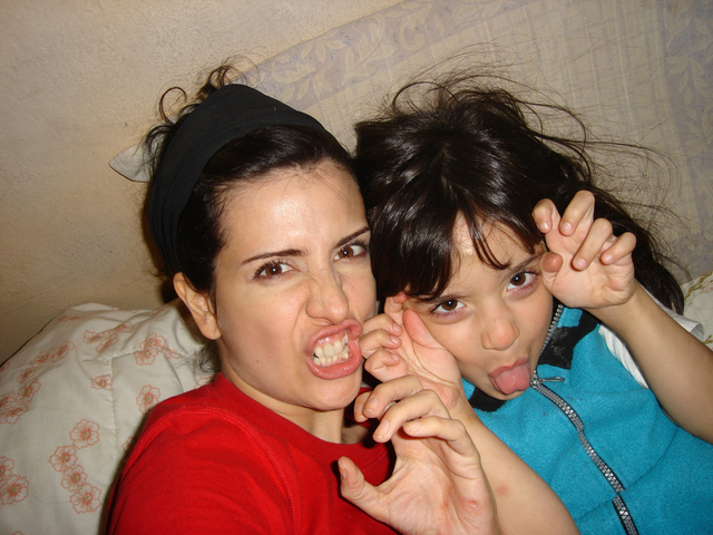 My mom and I took pictures of us.