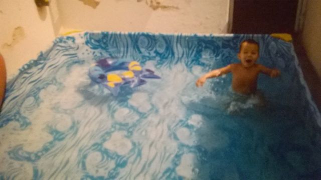 I swam on the pool from my house