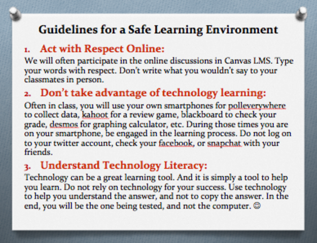 Guidelines For A Safe Learning Environment