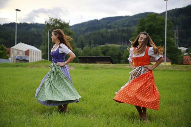 I wore long dresses in Austria for some pictures.