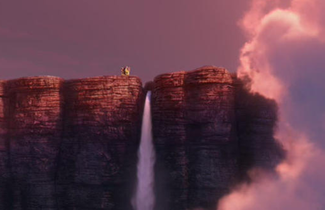 Carl places the house on Paradise Falls