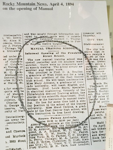 Manual Training High School is founded.