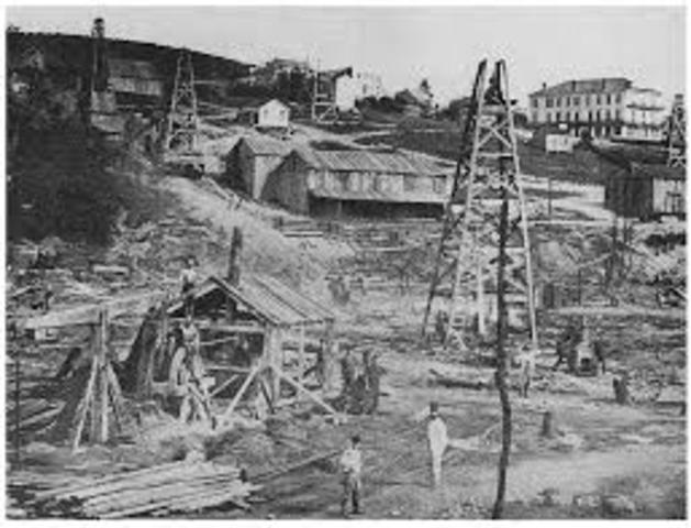 Apertura del primer pozo petrolero en EUA