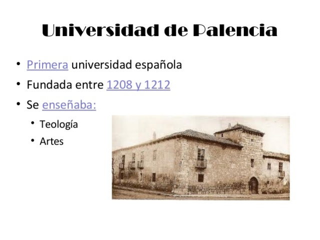 Universidad de Palencia (España) en 1208