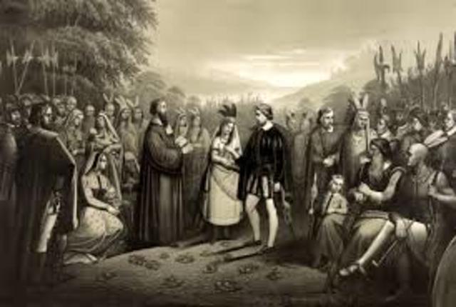 Pocohantas marries John Rolfe