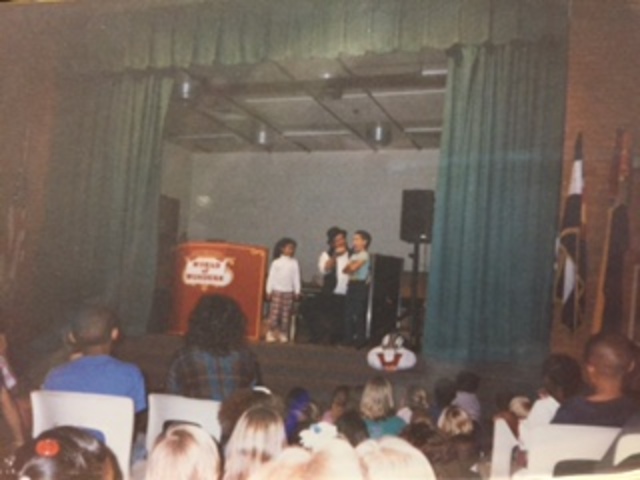 The old stage before it was demolished for our new media center