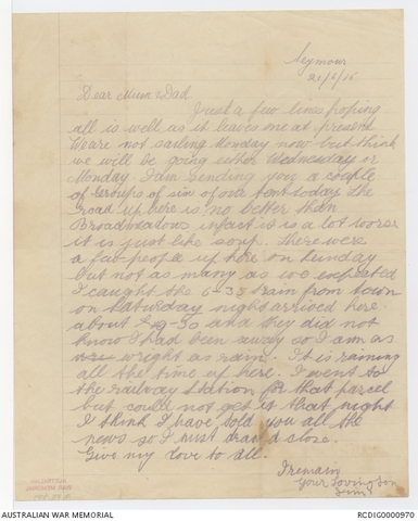 Jim writes his first letter