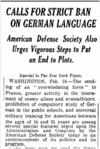 The governor of Iowa band the use of any foreign language in public.