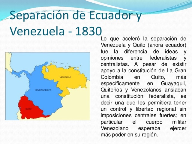 Separación de Ecuador y Venezuela - 1830