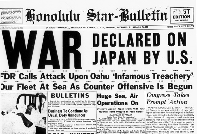 US Declares War on Japan