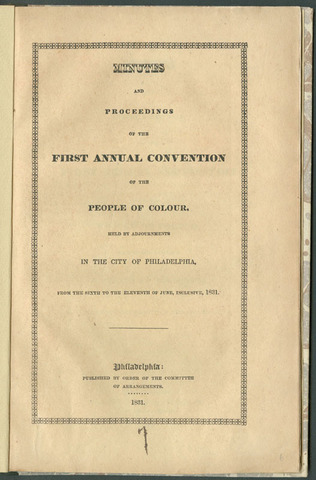 Meeting of the 3rd Annual Convention for the Improvement of the Free People of Color.