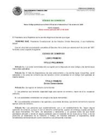Reforma al Código de Comercio vigente del 24 de mayo de 1996