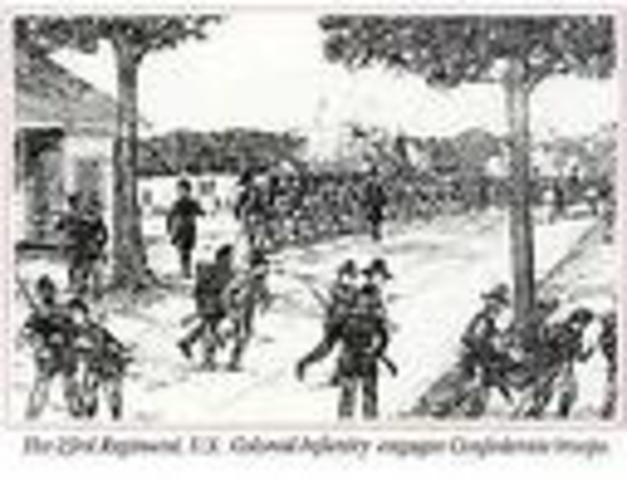 Confederate troops fire on frot Sumter