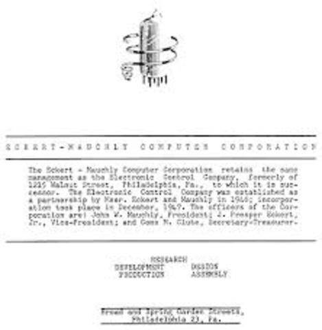 Nace la Eckert-Mauchly Computer Corporation