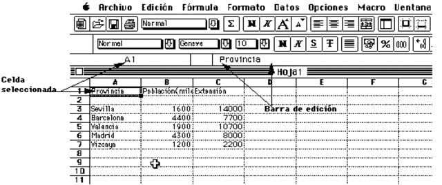 Se presenta la hoja de cálculo "Excel".