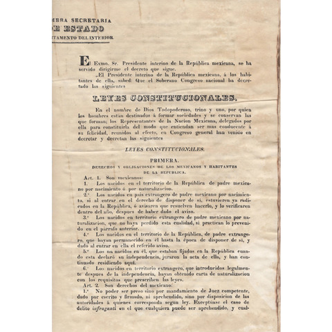 Constitución de 1835 Promulgada 23 de octubre de 1835